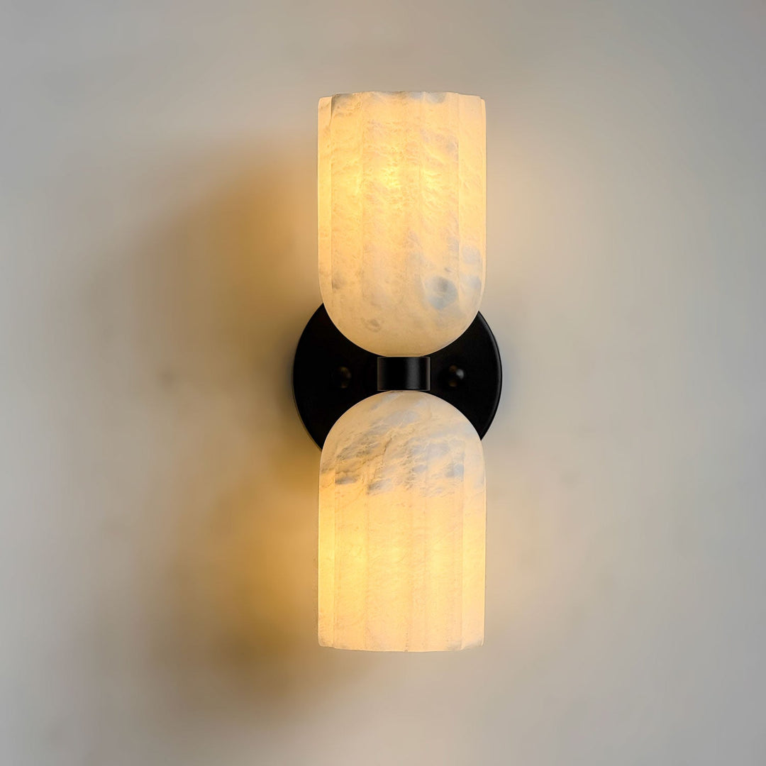 Dubbel Alabaster Ribbad Vägglampa