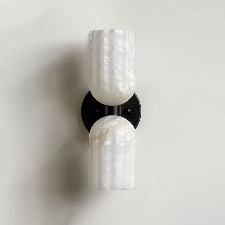 Dubbel Alabaster Ribbad Vägglampa