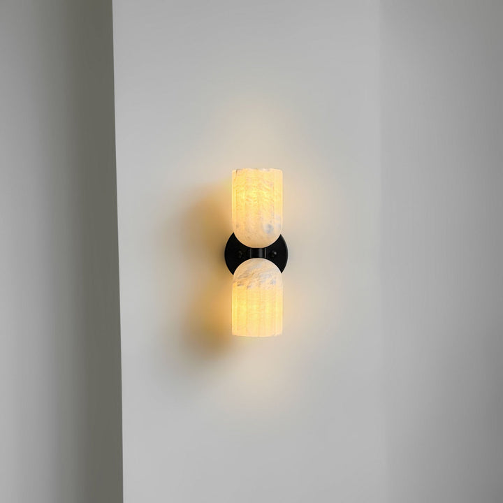 Dubbel Alabaster Ribbad Vägglampa