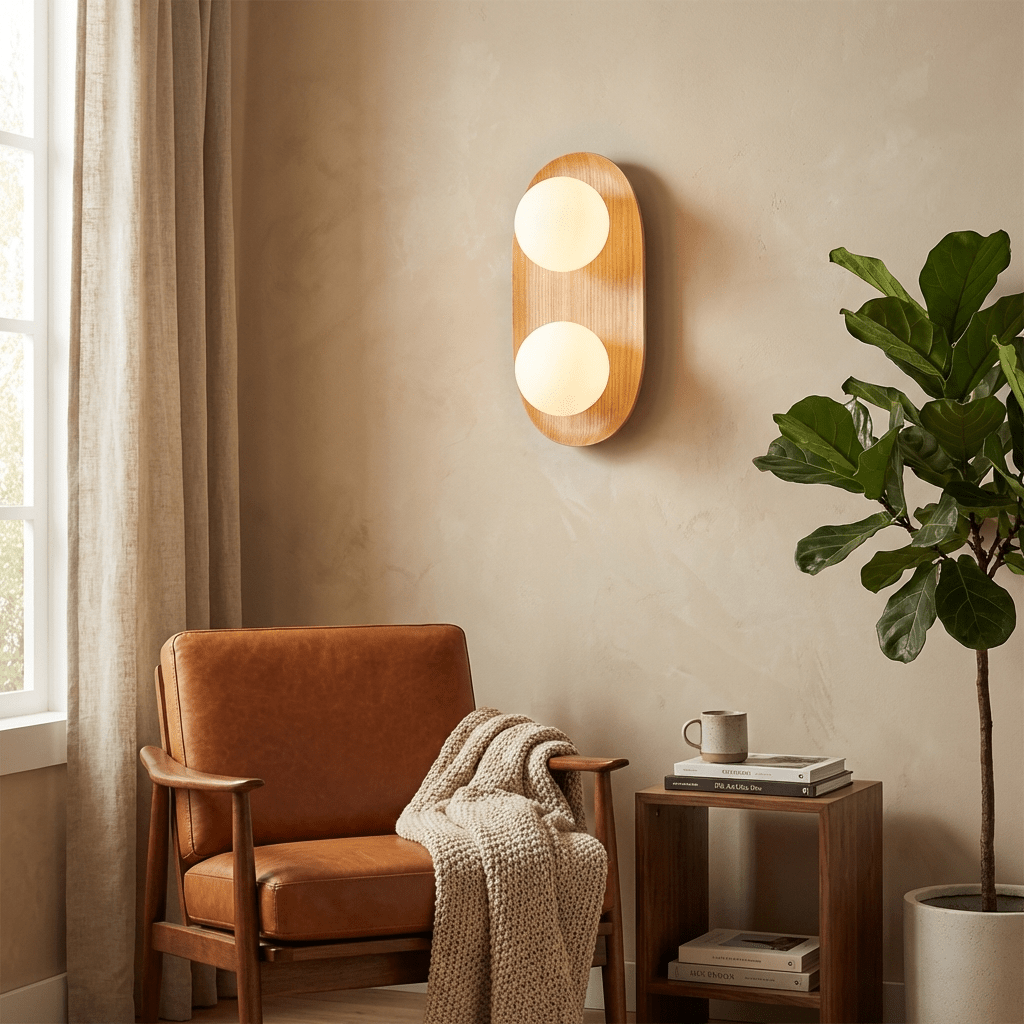Duo Orb Trä Vägglampa