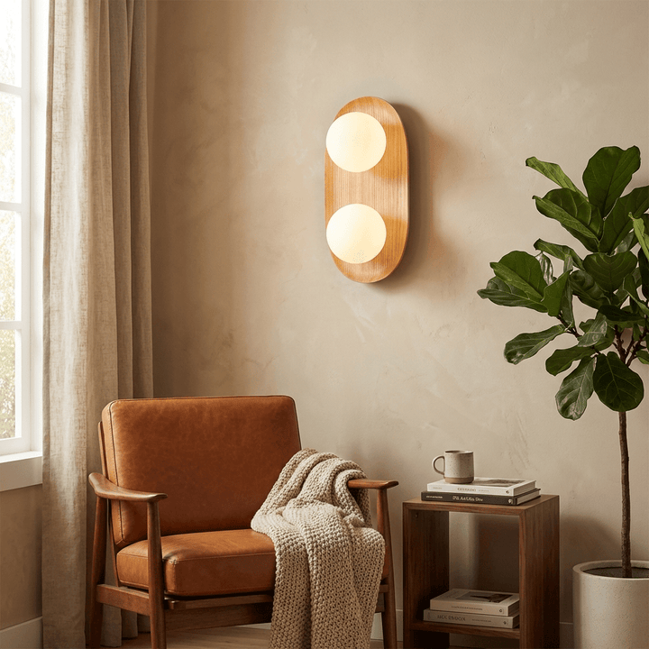 Duo Orb Trä Vägglampa