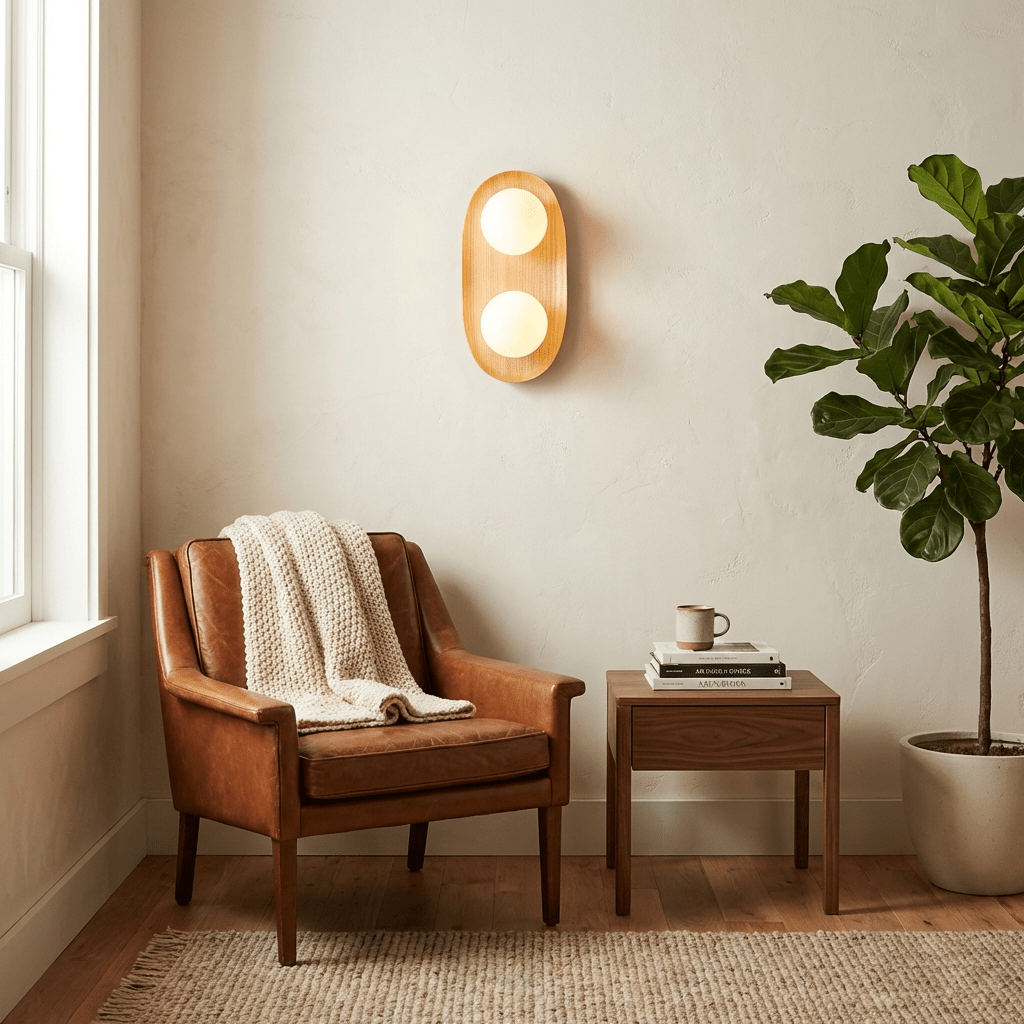 Duo Orb Trä Vägglampa