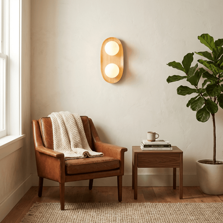Duo Orb Trä Vägglampa
