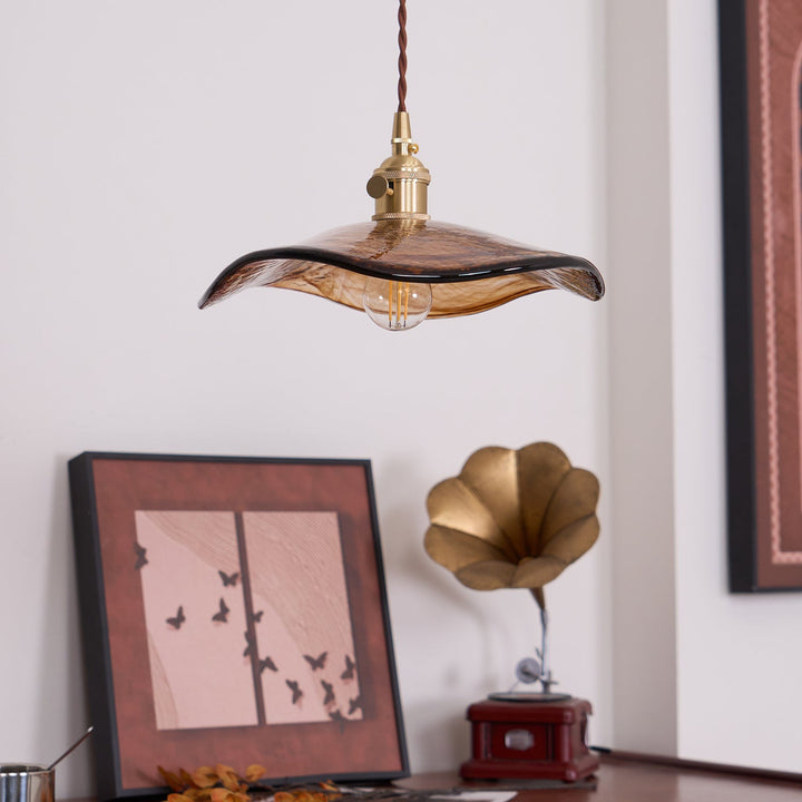 Blomblad Glas Pendellampa