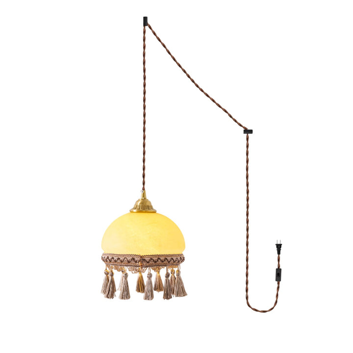 Franska Fransar Messing Pendel Swag Lampa