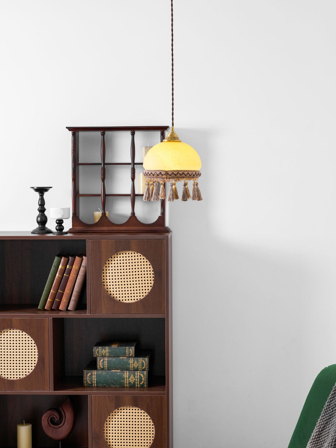 Franska Fransar Messing Pendel Swag Lampa