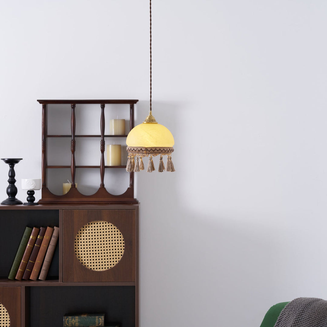 Franska Fransar Messing Pendel Swag Lampa