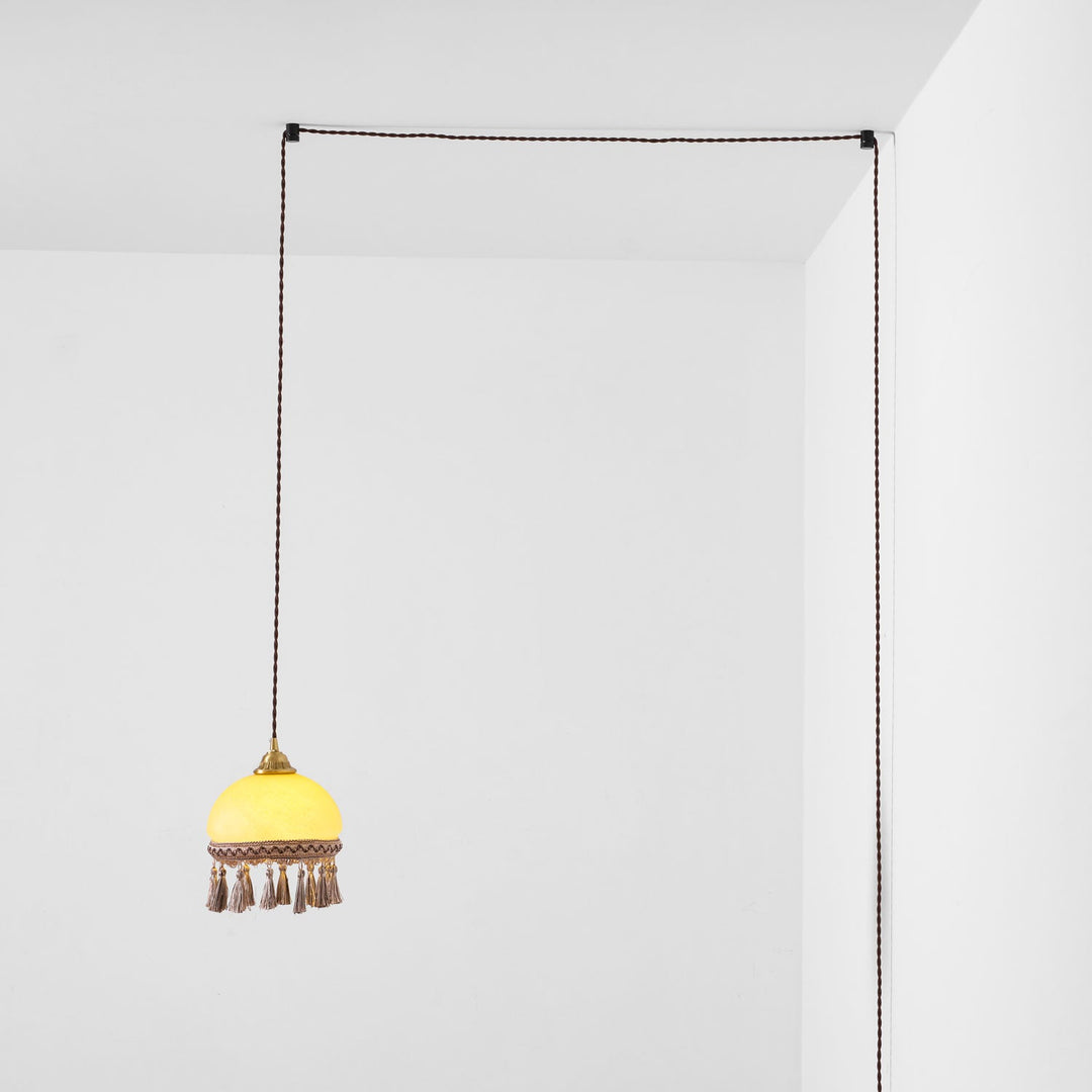Franska Fransar Messing Pendel Swag Lampa