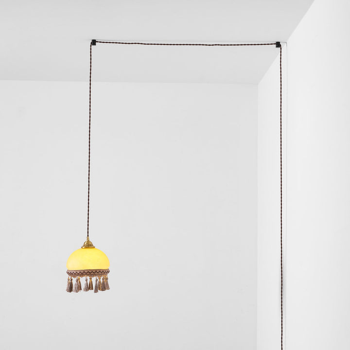Franska Fransar Messing Pendel Swag Lampa