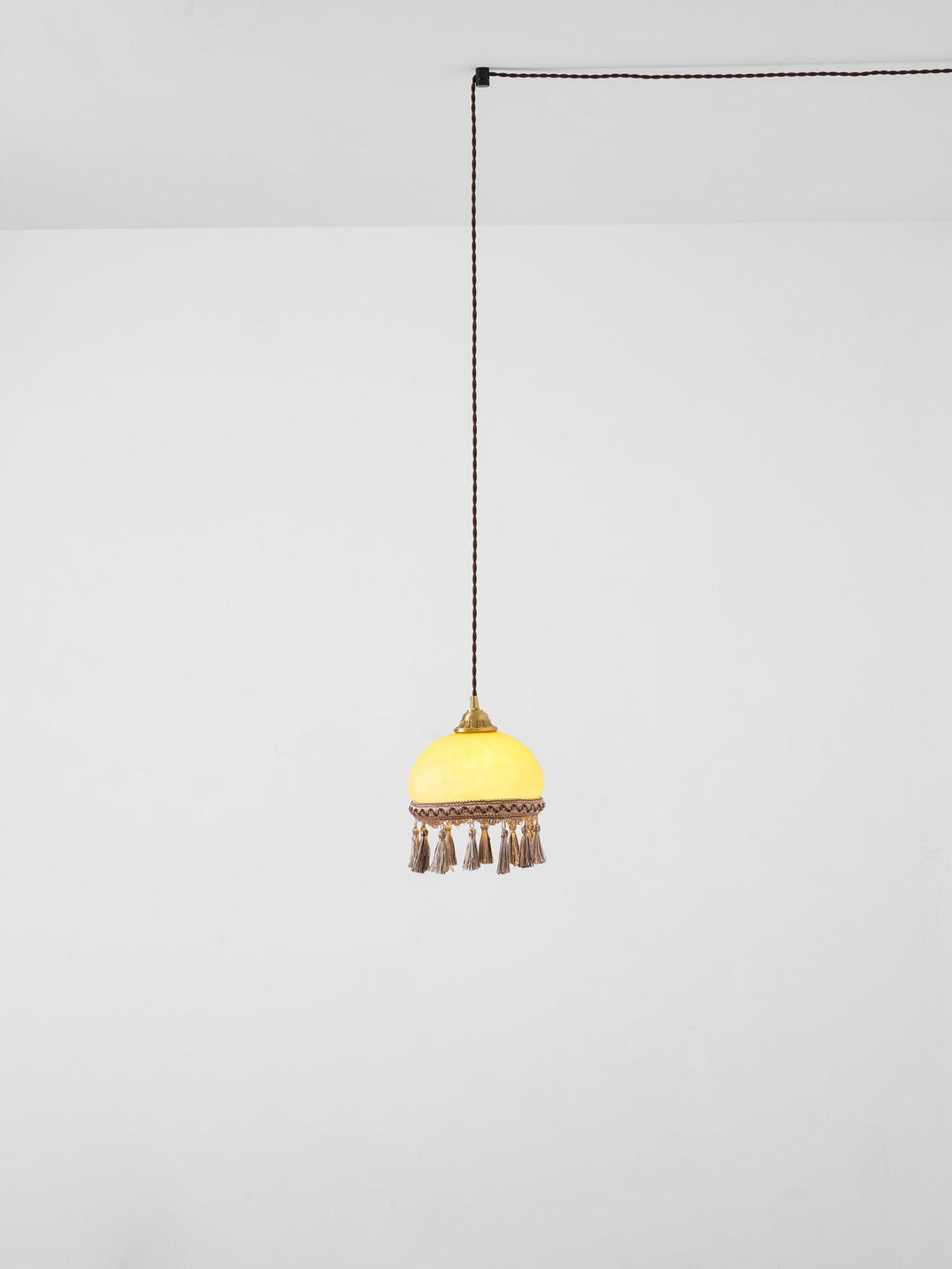 Franska Fransar Messing Pendel Swag Lampa