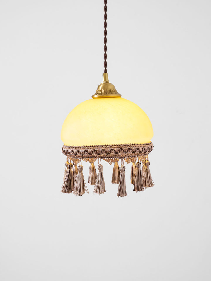Franska Fransar Messing Pendel Swag Lampa