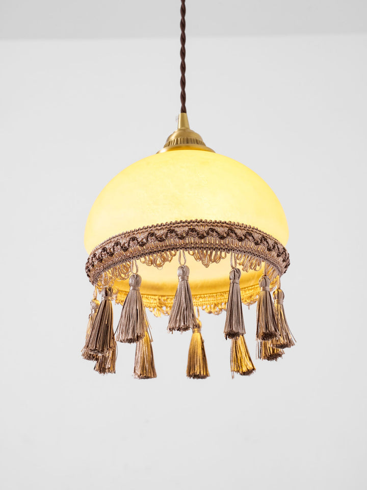 Franska Fransar Messing Pendel Swag Lampa