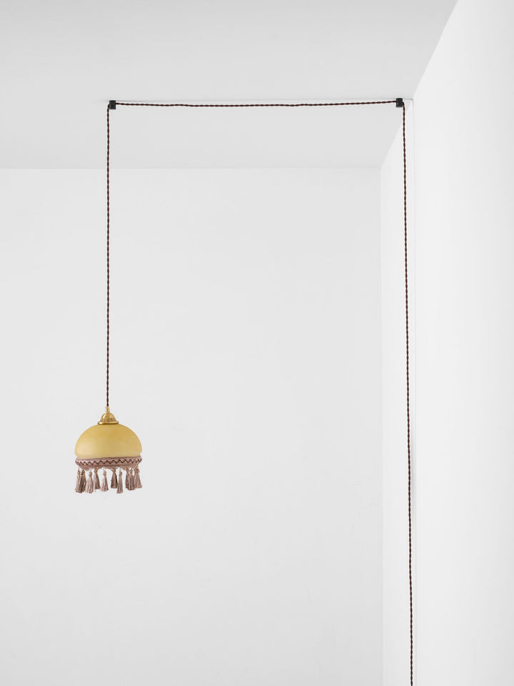 Franska Fransar Messing Pendel Swag Lampa