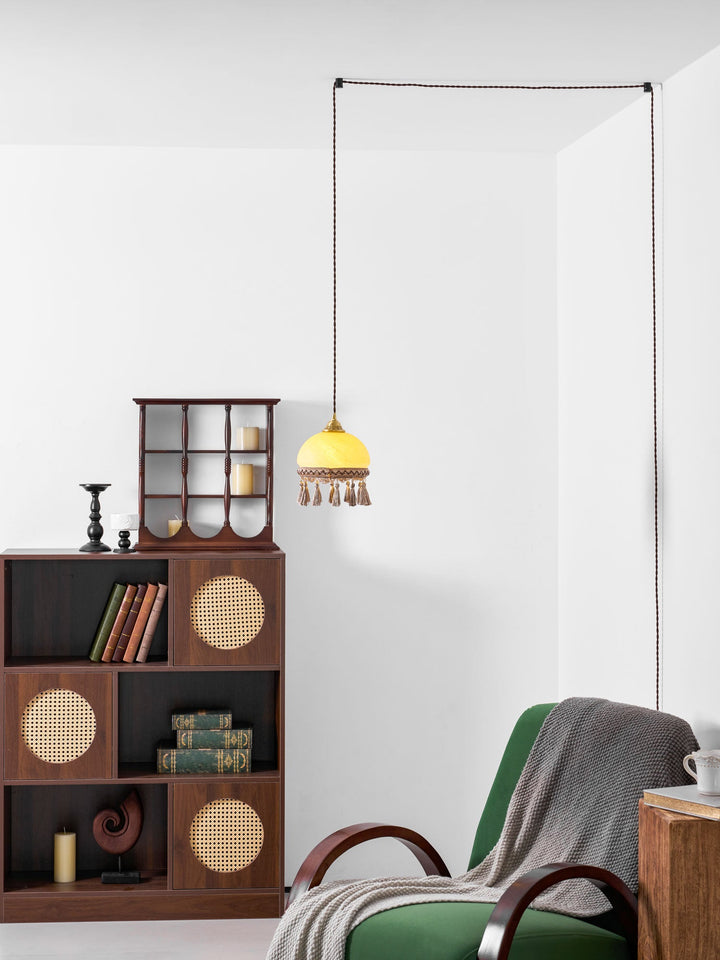 Franska Fransar Messing Pendel Swag Lampa