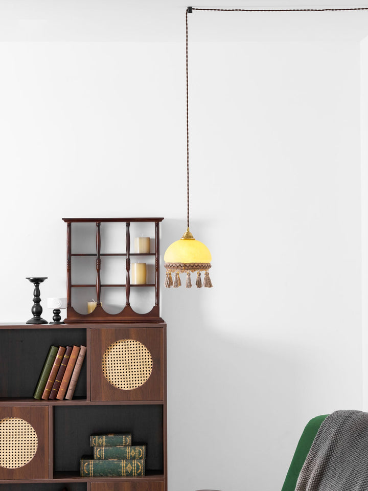 Franska Fransar Messing Pendel Swag Lampa