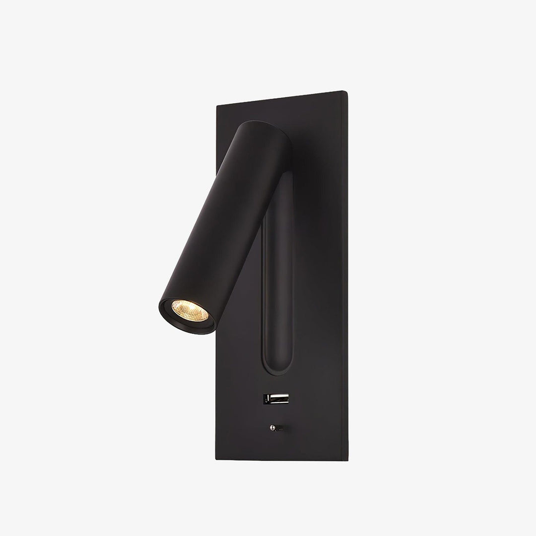 Svart Sängbord USB Vägglampa