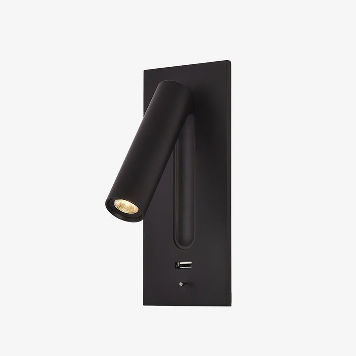 Svart Sängbord USB Vägglampa