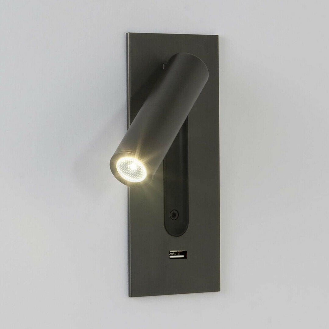 Svart Sängbord USB Vägglampa