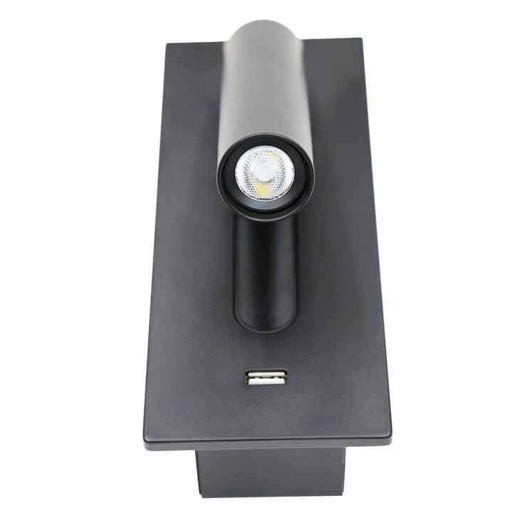 Svart Sängbord USB Vägglampa