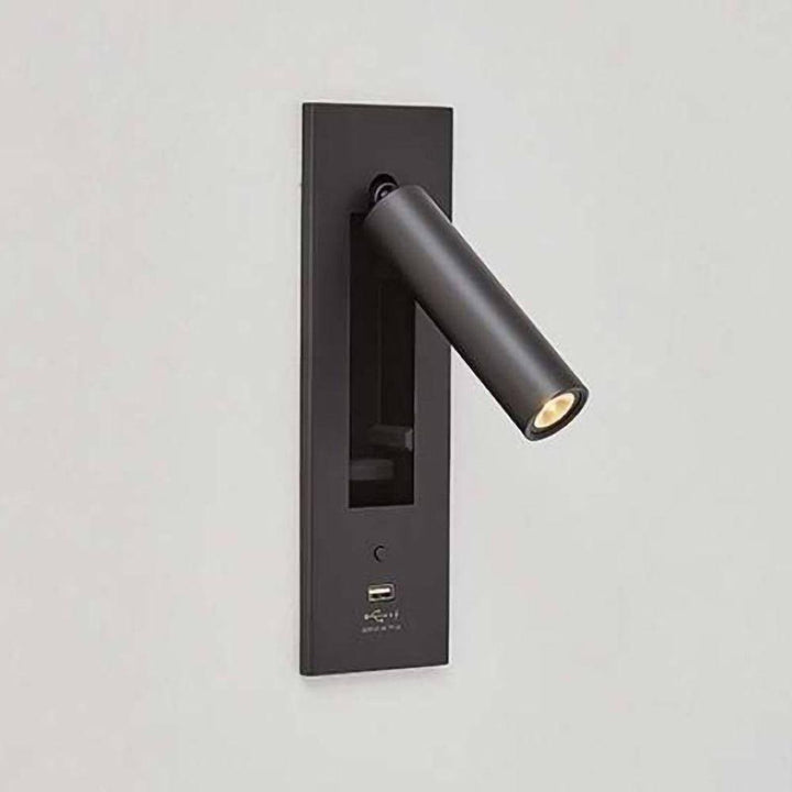 Svart Sängbord USB Vägglampa