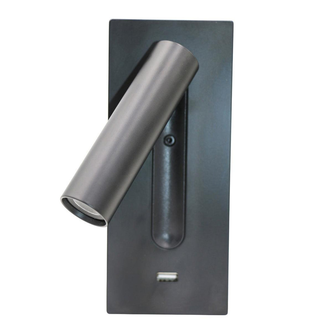 Svart Sängbord USB Vägglampa