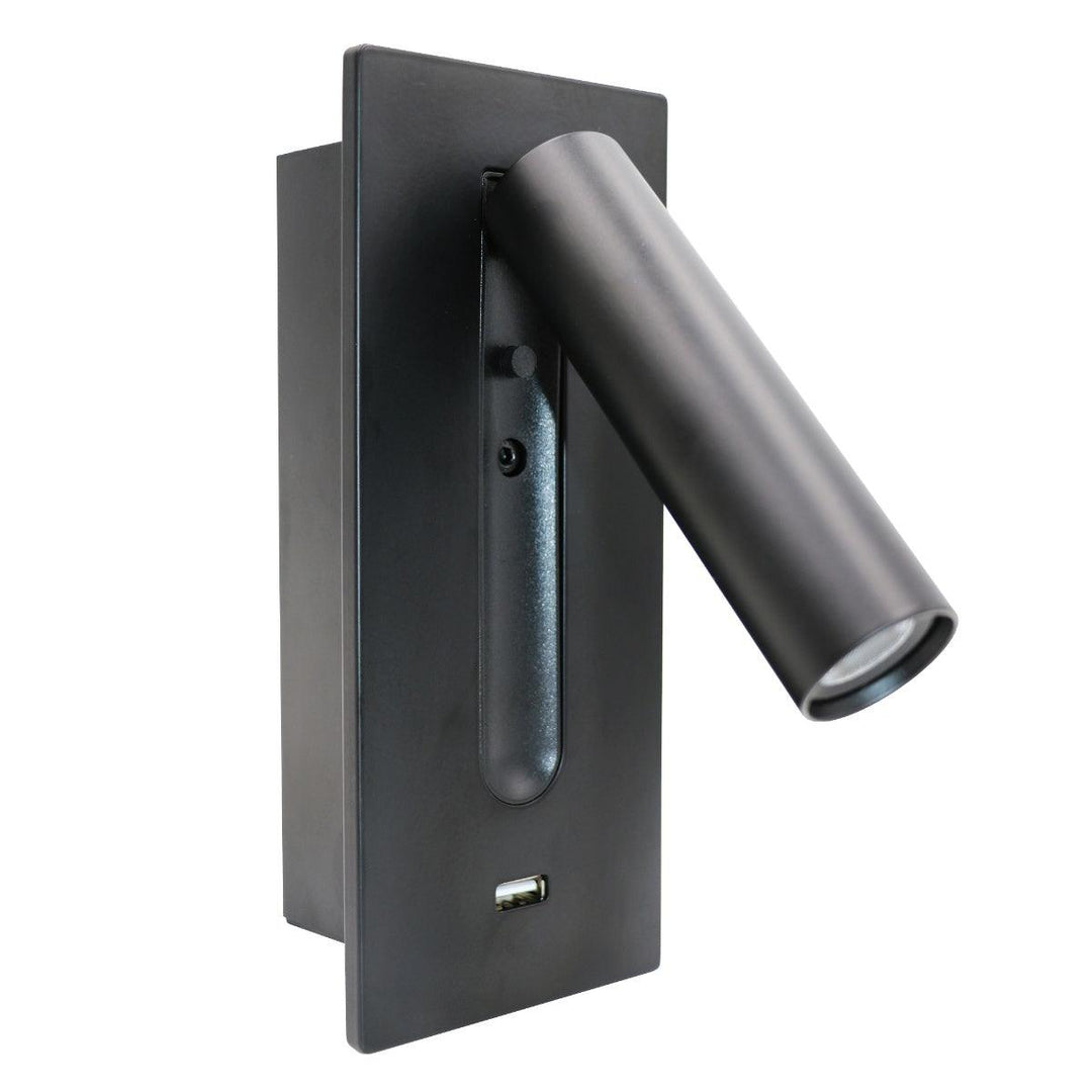 Svart Sängbord USB Vägglampa