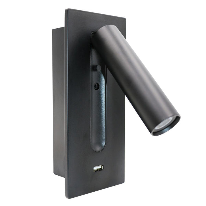 Svart Sängbord USB Vägglampa