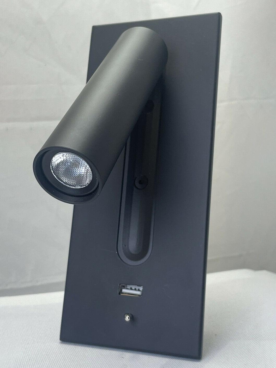 Svart Sängbord USB Vägglampa