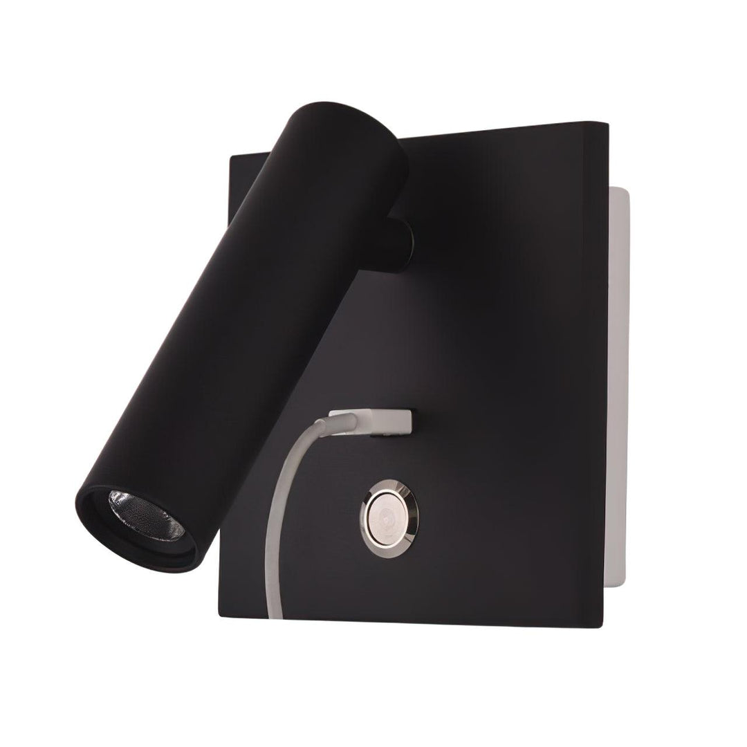 Svart Sängbord USB Vägglampa