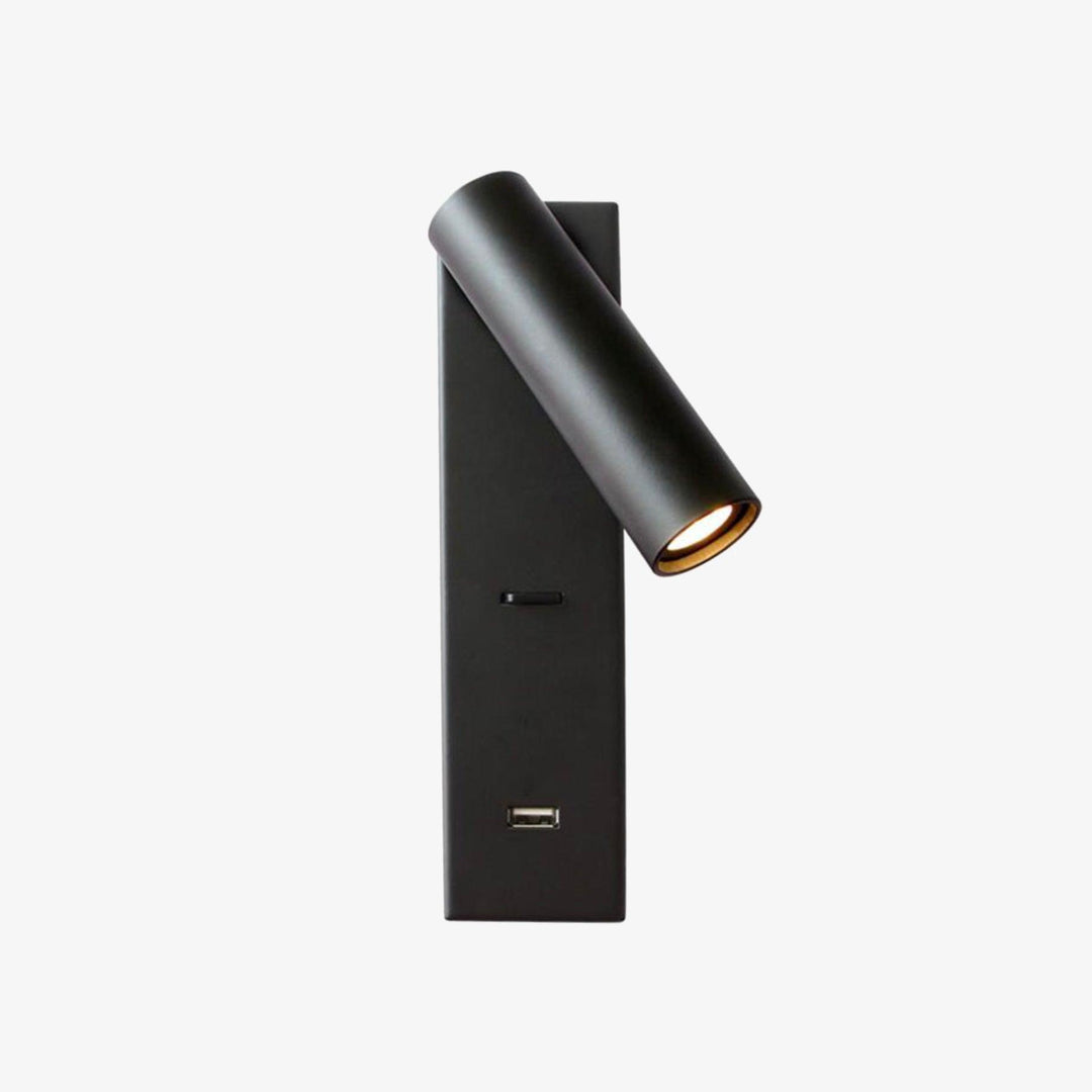 Svart Sängbord USB Vägglampa