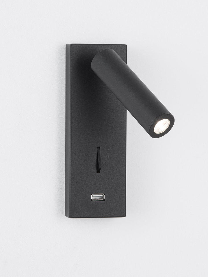 Svart Sängbord USB Vägglampa