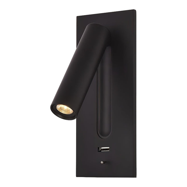 Svart Sängbord USB Vägglampa