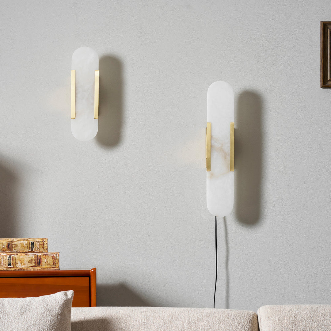 Avlång Alabaster Vägglampa med Stickkontakt