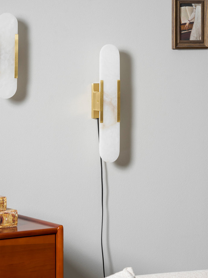 Avlång Alabaster Vägglampa med Stickkontakt