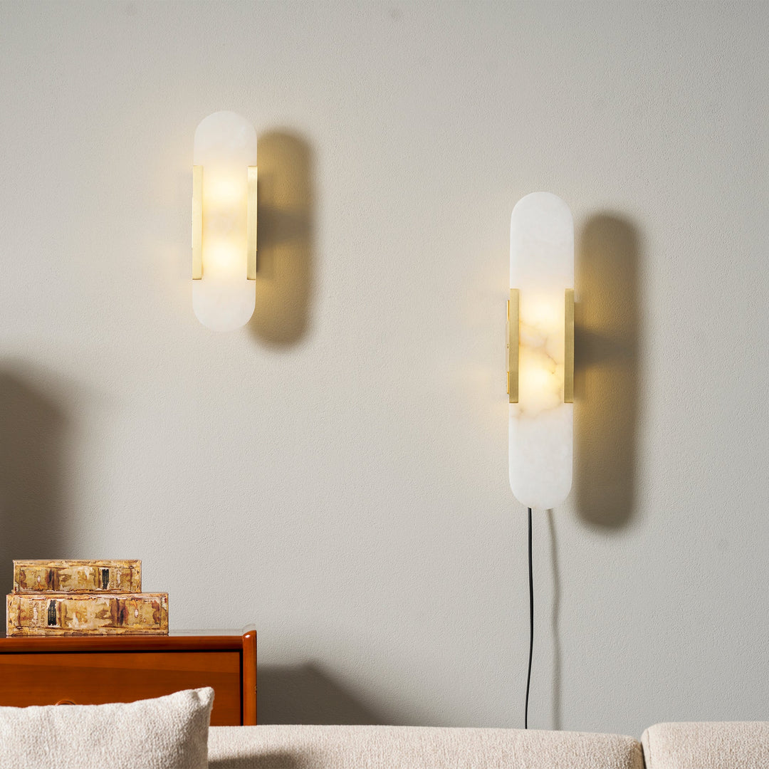 Avlång Alabaster Vägglampa med Stickkontakt