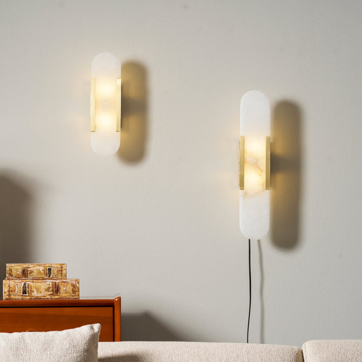 Avlång Alabaster Vägglampa med Stickkontakt