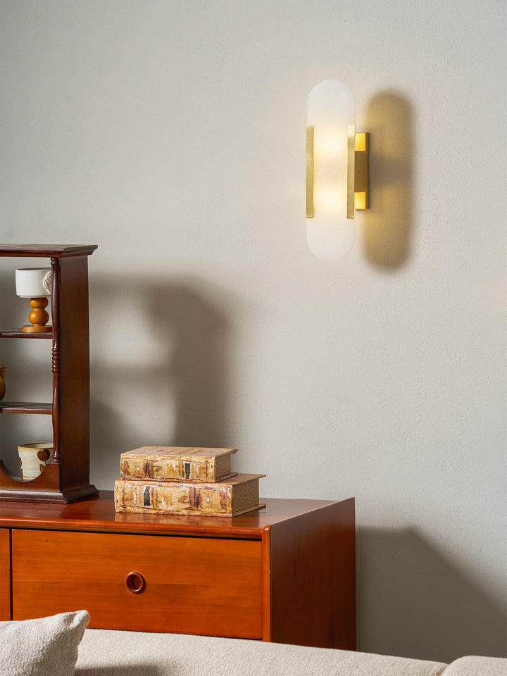 Avlång Alabaster Vägglampa med Stickkontakt