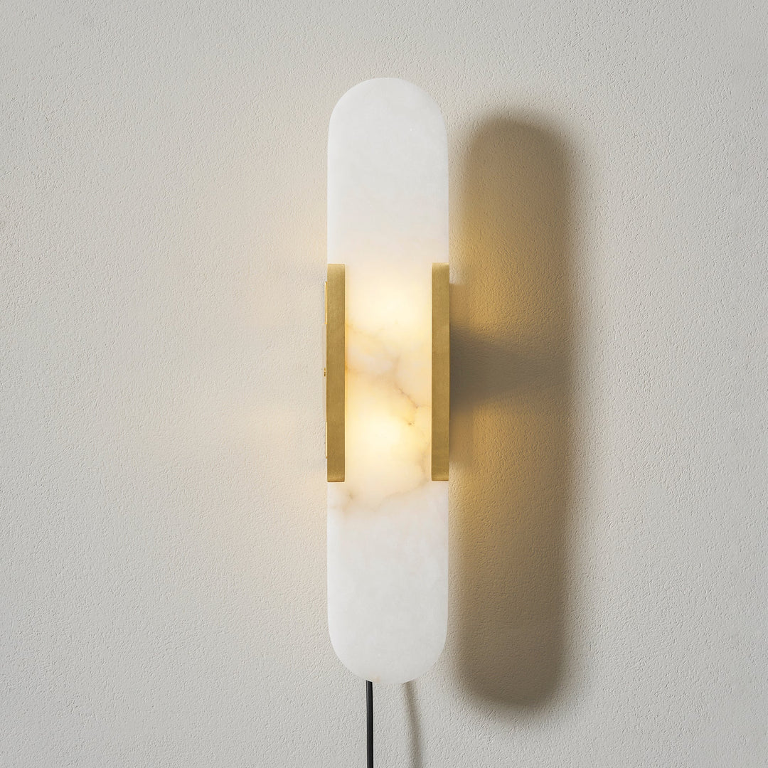 Avlång Alabaster Vägglampa med Stickkontakt