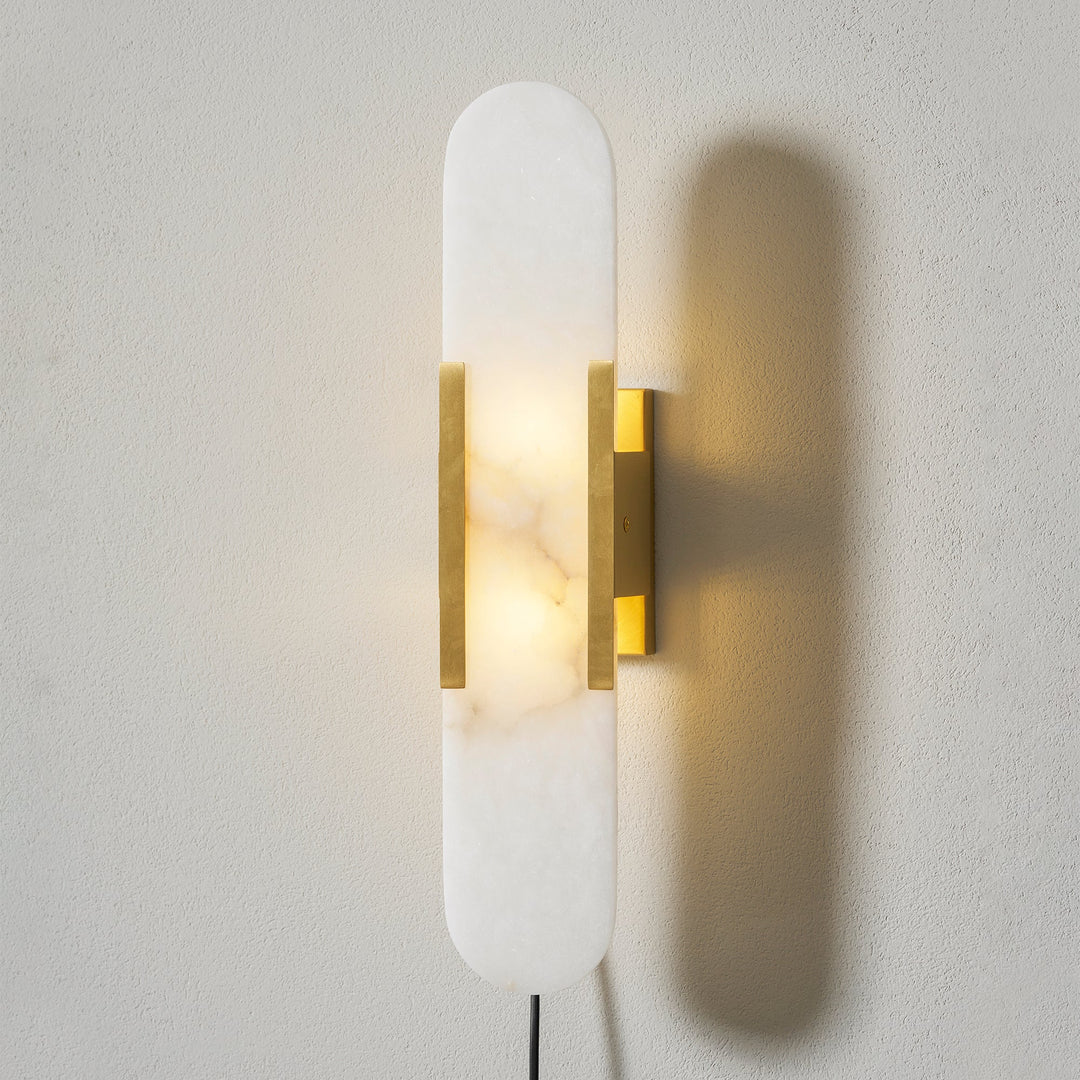 Avlång Alabaster Vägglampa med Stickkontakt