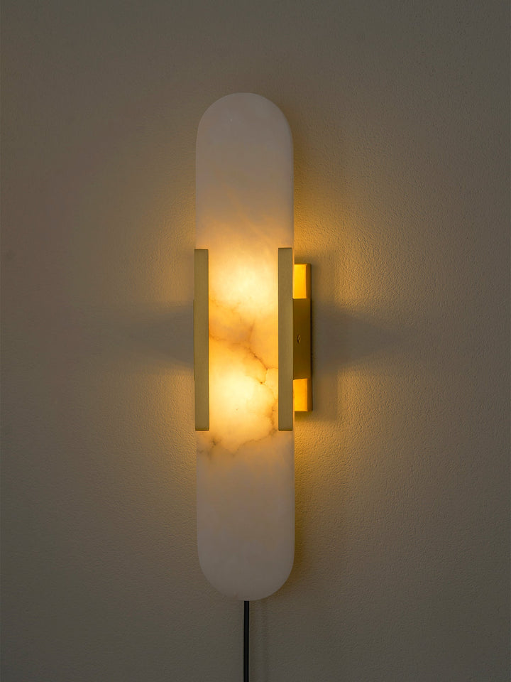 Avlång Alabaster Vägglampa med Stickkontakt