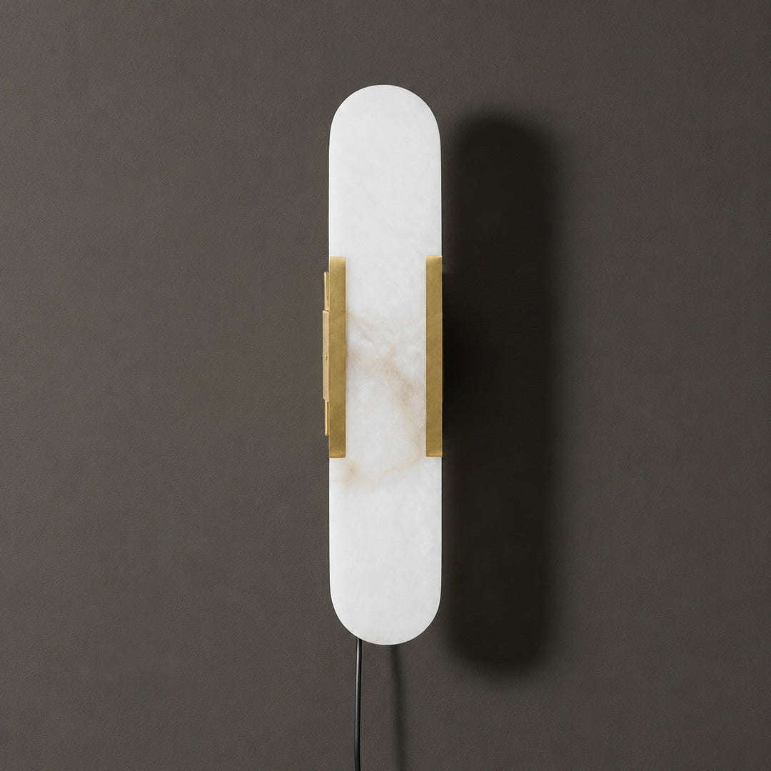 Avlång Alabaster Vägglampa med Stickkontakt