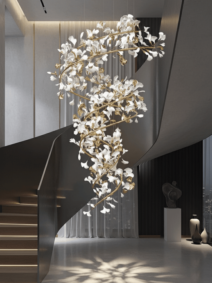 Gingko Spiral Leaf Chandelier