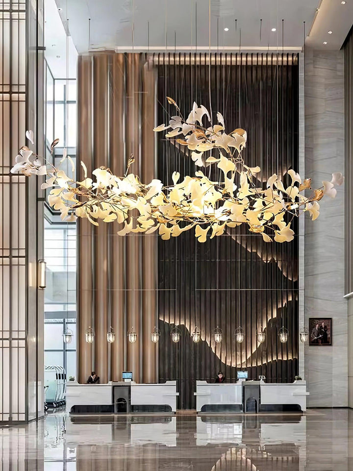 Guld Vita Löv Kombination Gingko Kandelabrar