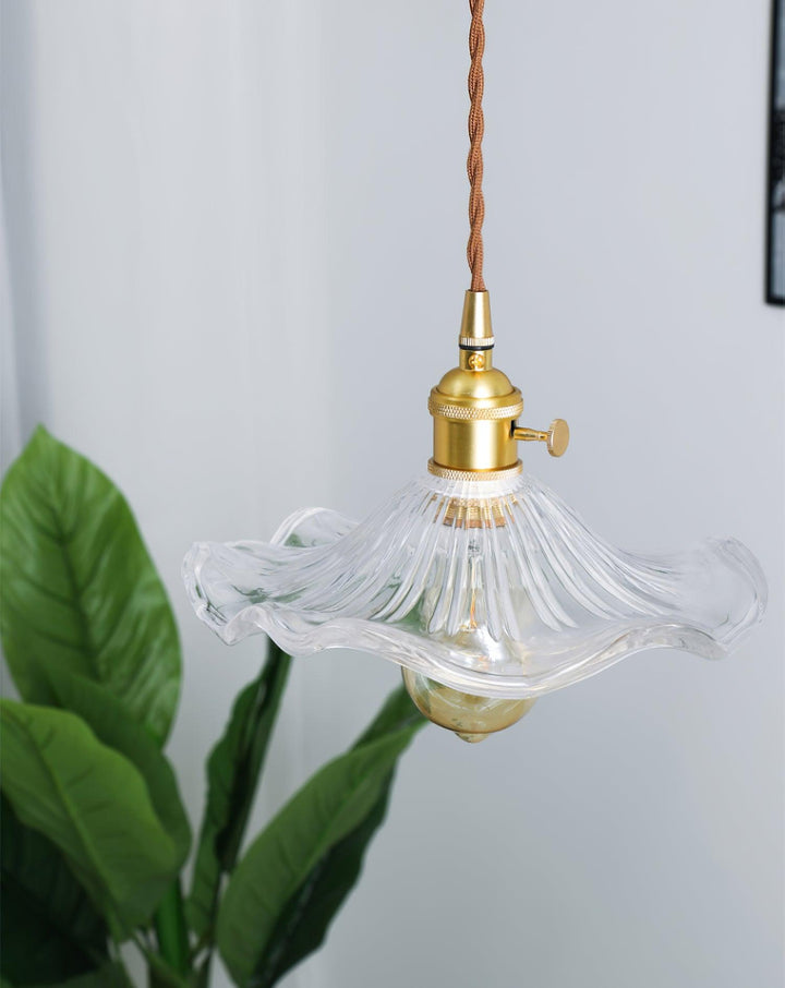 Glas Hibiskus Blomma Pendellampa