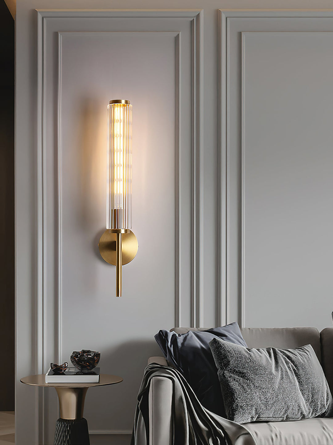 Glas Linjär Mässings Vägglampa