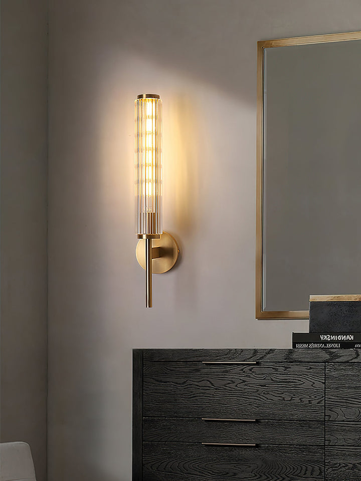 Glas Linjär Mässings Vägglampa