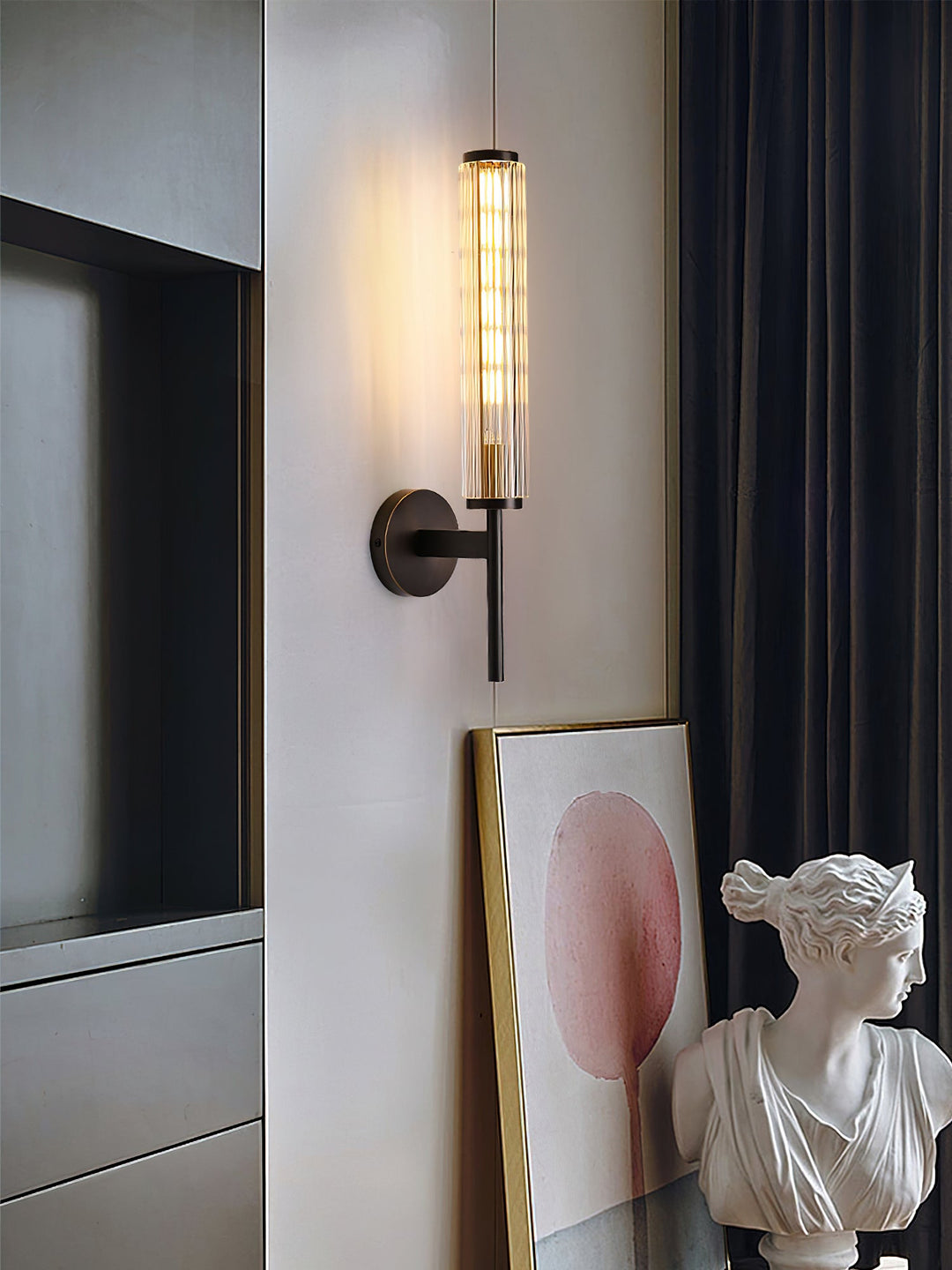 Glas Linjär Mässings Vägglampa