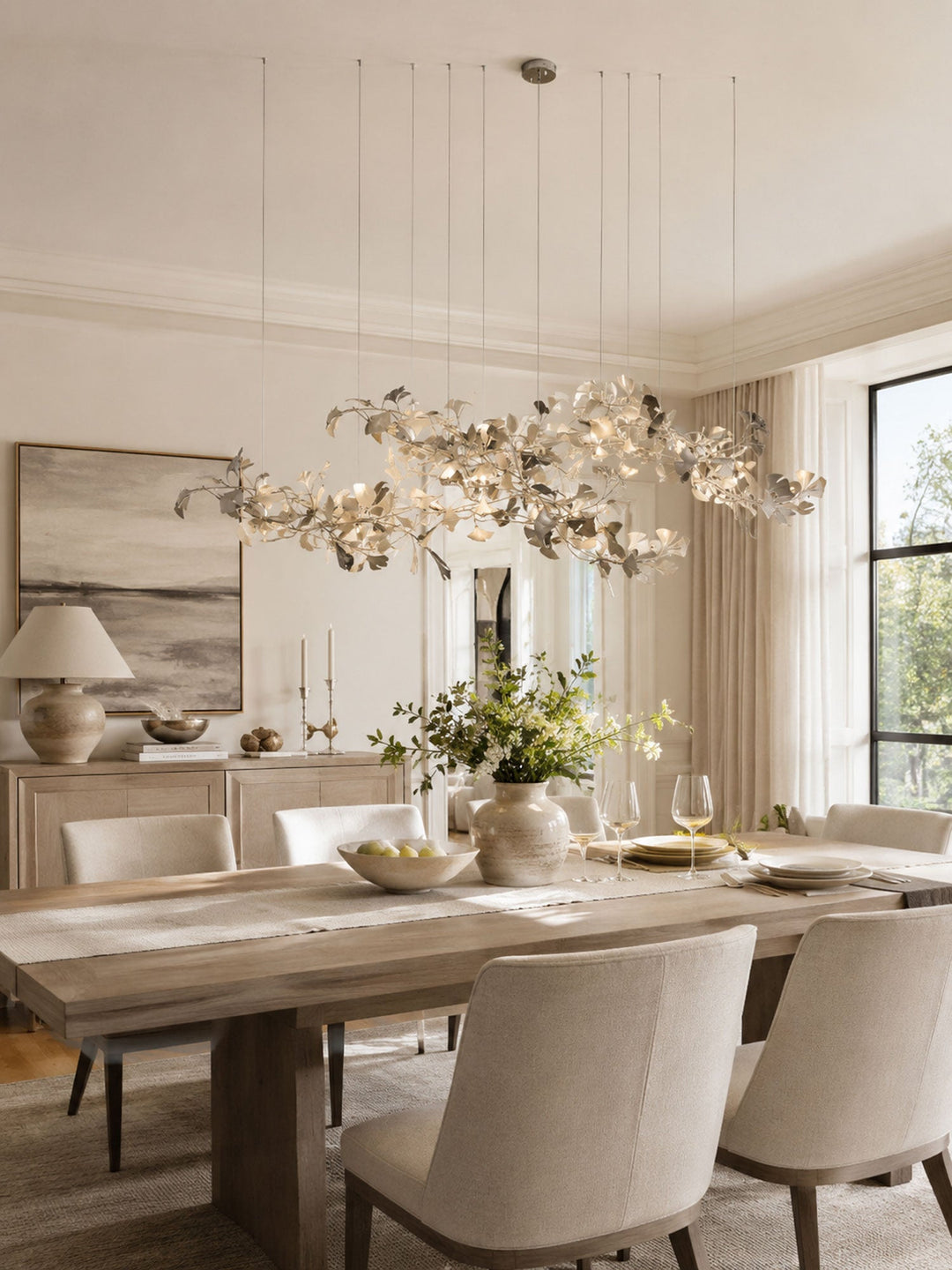Guld Vita Löv Kombination Gingko Kandelabrar