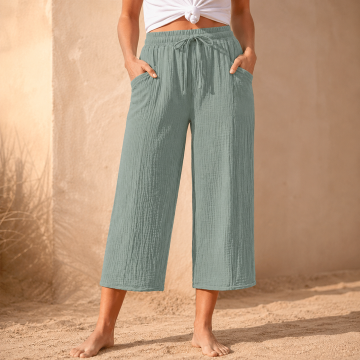 Linelle – Kobiece Byxor Cropped z Vida ben i Kieszeniami