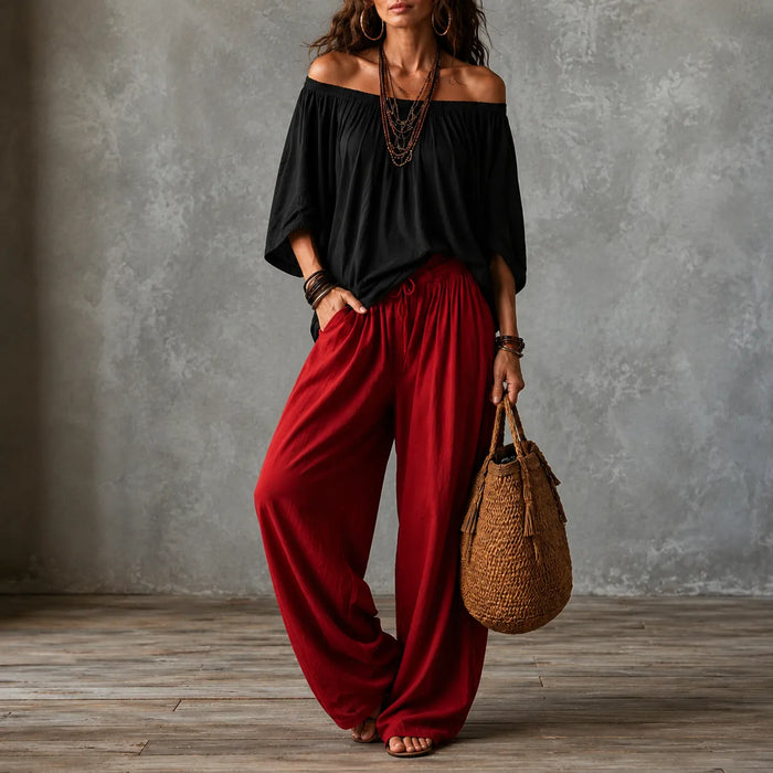Solenza – Blus Boho på Ramiączkach i Byxor Lampionowe för kvinnor